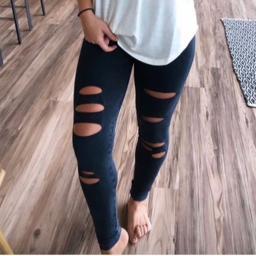 LAURIEBelles Black Distressed Leggings